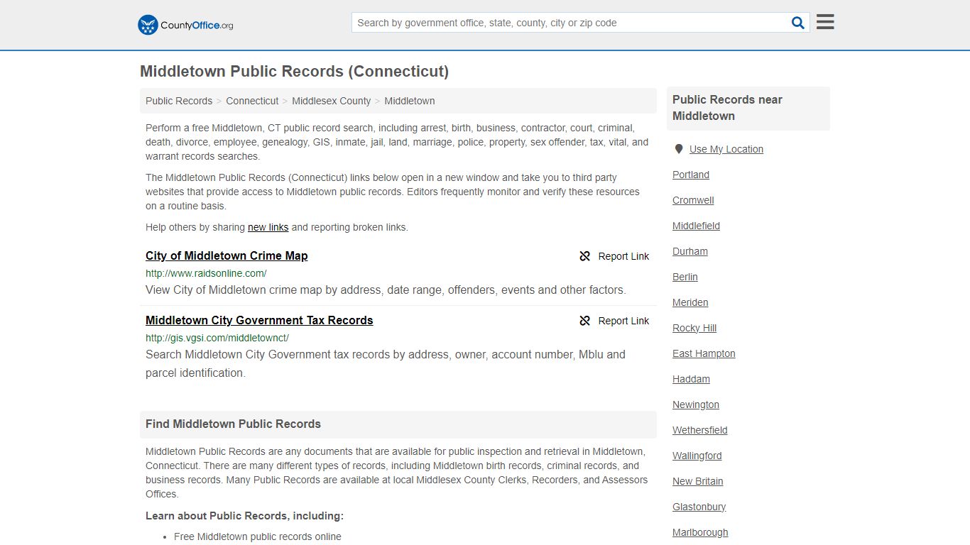 Public Records - Middletown, CT (Business, Criminal, GIS, Property ...