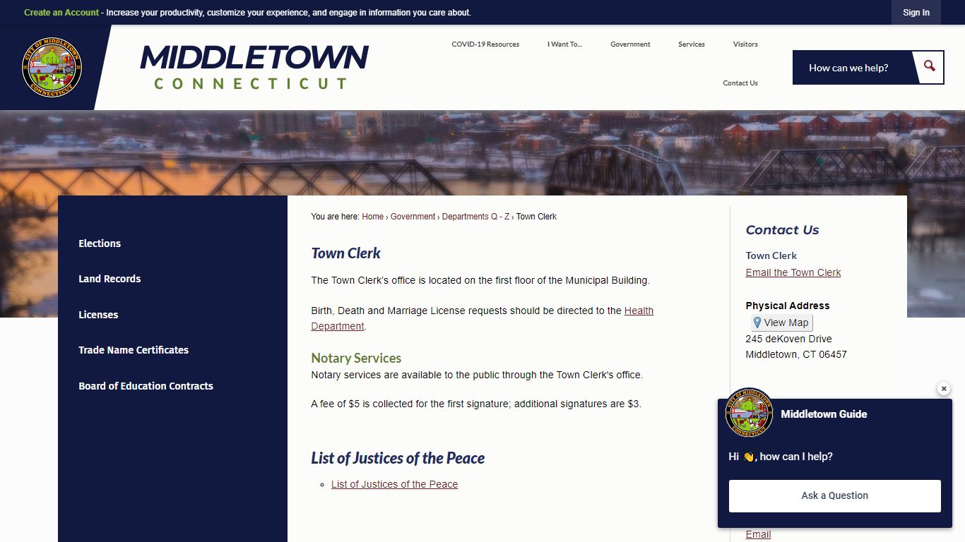 Town Clerk | Middletown, CT