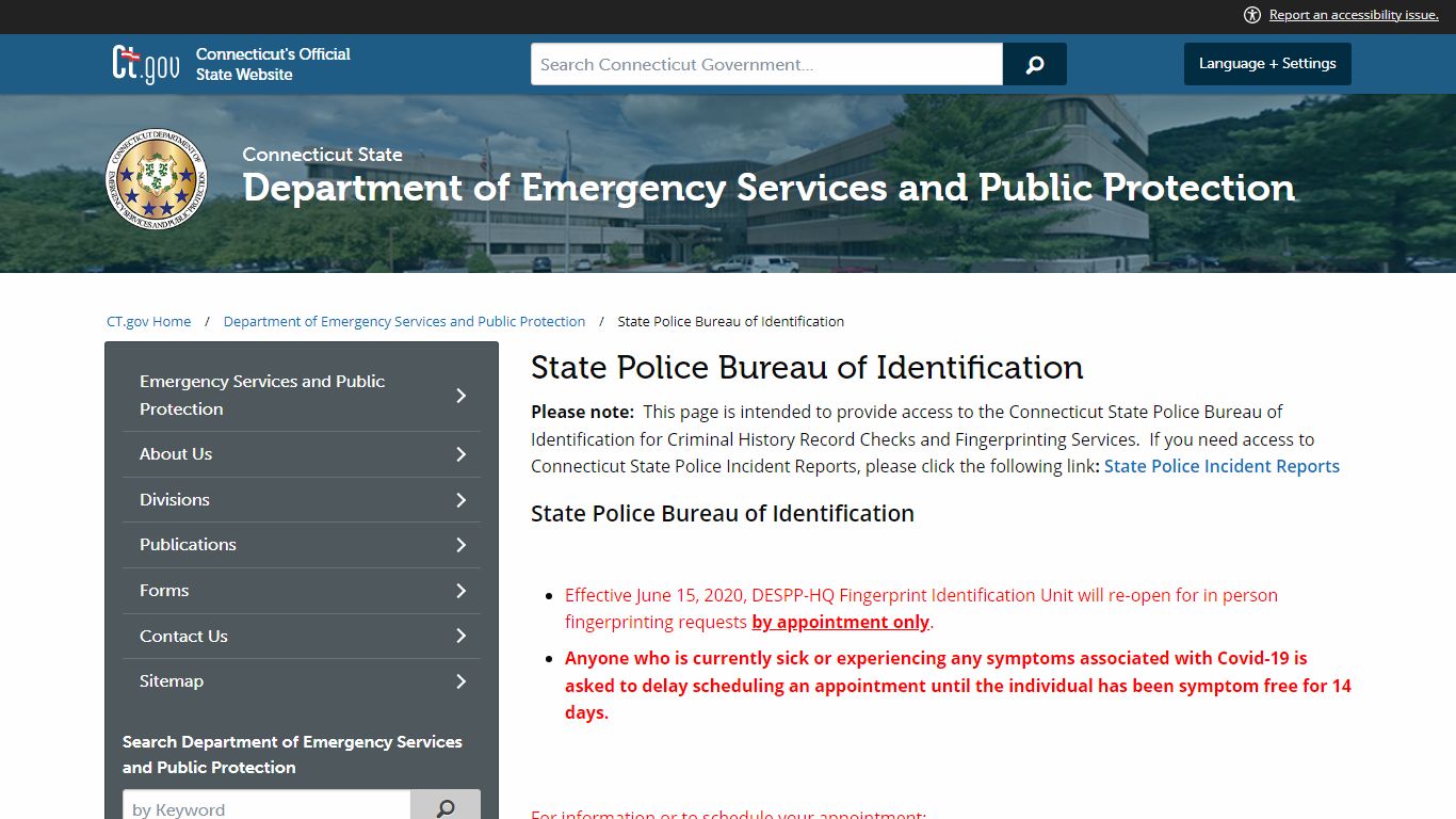 State Police Bureau of Identification - ct